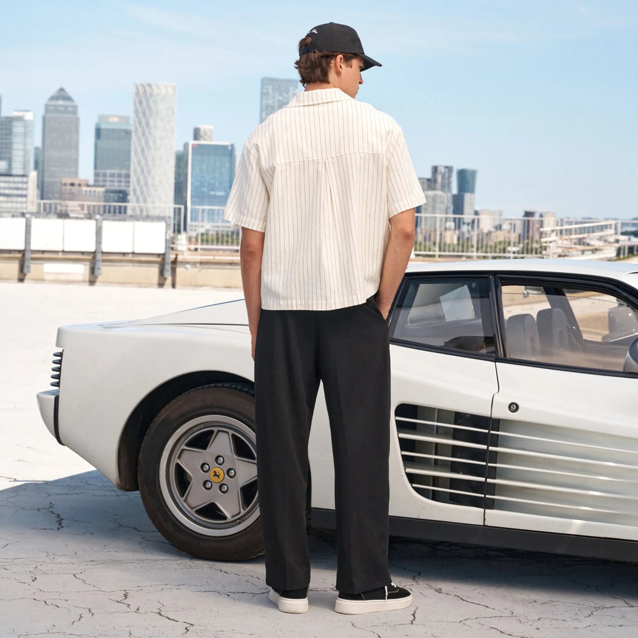 Back View of The Couture Club Club De Soci Stripe Off White Shirt